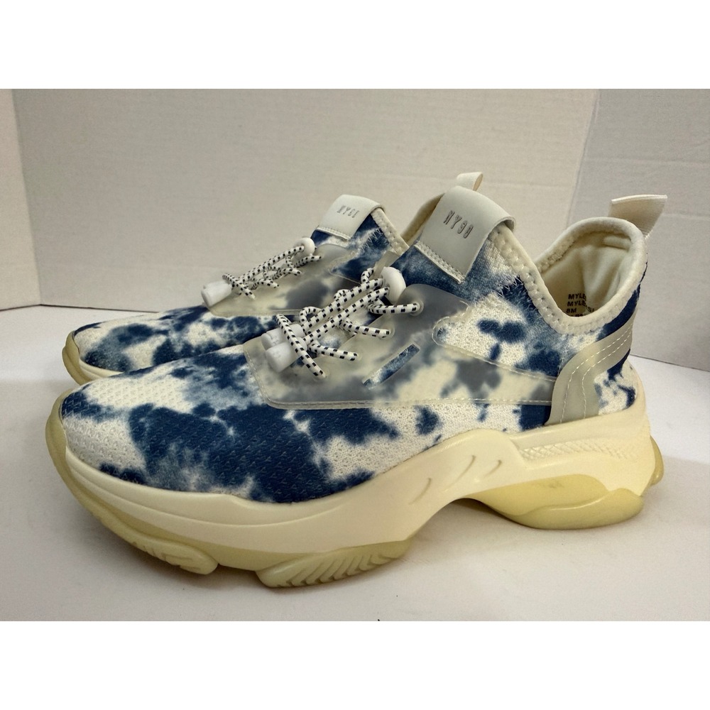 Steve Madden Myles Blue White Tie Dye Chunky Platform Sneakers Womens 8M - Picture 1 of 10